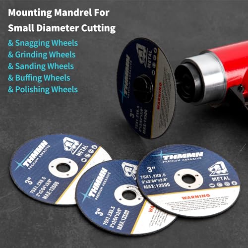 THMMN Cut-Off Wheel Mounting Mandrel for Type 1 Cutting Wheels 3/8" & 1/4" Arbor 1/4" Shank Stem 2 Pack THMMN