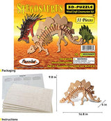 Puzzled 3D Puzzle Stegosaurus Dinosaur Wood Craft Construction Model Kit Fun & Educational DIY Wooden Dino Toy Assemble Model Unfinished Craft Hobby Puzzled