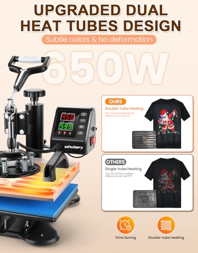 Wesoky Heat Press Machine for T Shirts, 12x10in Shirt Press Machine for Sublimation Ceramic Christmas Ornament Pillow Bag, 650W Clamshell Printing Wesoky