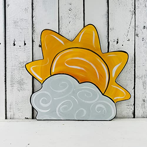 Sun & Clouds, Engraved Shape MDF Wooden Craft, Unfinished Craft, DIY Craft Art, Build-A-Cross Build-A-Cross