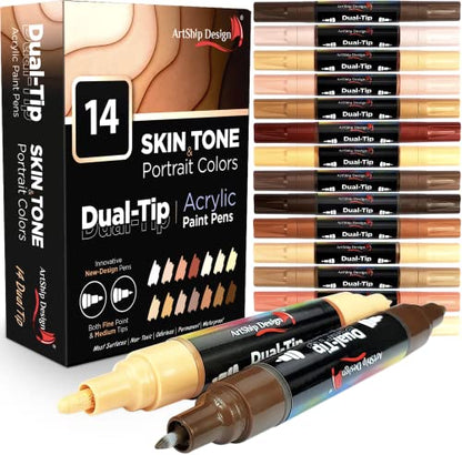 ArtShip Design Acrylic Paint Pens Double Pack (Skin Tone) - WoodArtSupply