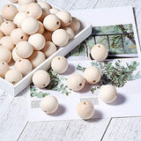 Craftdady 50Pcs 40mm Natural Wood Beads Unfinished Round Wood Loose Beads Large Hole Wooden Ball Spacer Beads for Jewelry Craft Making Home Party Craftdady