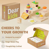 Tiny Land Montessori Toy Set for Babies 10-12 Months - 5-in-1 Wooden Learning Toys with Peg Drop Box, Rocking Stacker, Egg Cup, Canister Set, and Tiny Land