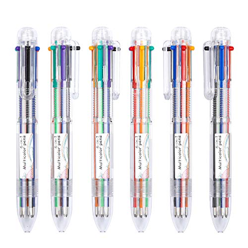 Shuttle Art Multicolor Pens, 23 Pack 6-in-1 0.7mm Retractable Ballpoint Pens for Office School Supplies Students Children Gift Shuttle Art