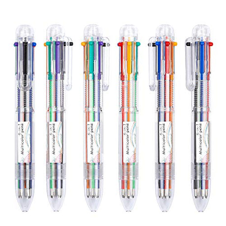 Shuttle Art Multicolor Pens, 23 Pack 6-in-1 0.7mm Retractable Ballpoint Pens for Office School Supplies Students Children Gift Shuttle Art