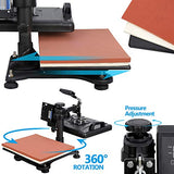 ZENY Heat Press Machine for T Shirt, 5 in 1 Combo Multifunctional Swing Away Clamshell Printing Sublimation Heat Press Transfer Machine for Plate Cap ZENY