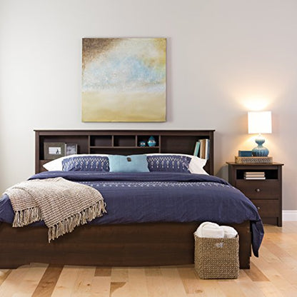 Prepac King Size Bed Headboard: Stylish Espresso King Headboard with Bookcase for King Size Beds, Freestanding (81.5" W x 43" H x 11" D) - ESH-8445 - WoodArtSupply