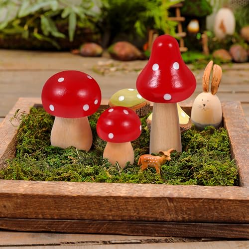 Toddmomy 20pcs Unfinished Wooden Mushroom Unfinished Wood Trees Mini Wood Tree Natural Wooden Mushrooms for Arts DIY Projects Ornaments