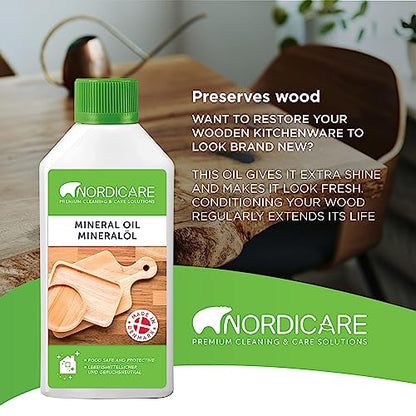 Nordicare Food Grade Mineral Oil - Tasteless and Odourless Cutting Board Oil - Suitable for Wood and Bamboo Countertops, Cutting Boards and Blocks, - WoodArtSupply