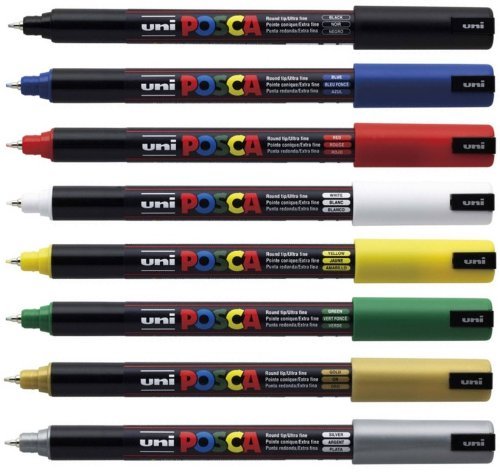 Uni-Ball Uniball POSCA PC-1MR Ultra Fine Marker Pens THE SET OF 8 BEST SELLERS - WoodArtSupply