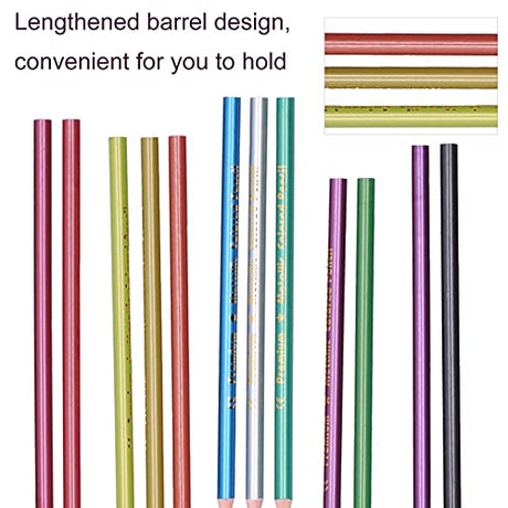 Zerodis 12Pcs Colored Pencil Set, Metallic Fluorescent Professional Coloring Pencil Art Colored Pencils Sketch Graffiti Painting Supplies for Adults Zerodis