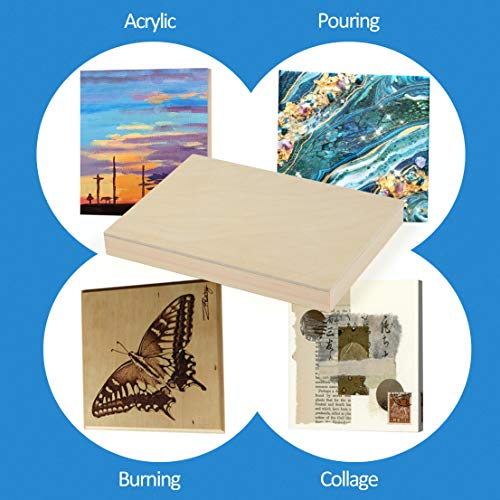Falling in Art Unfinished Birch Wood Canvas Panels Kit, Falling in Art 4 Pack of 5x7’’ Studio 3/4’’ Deep Cradle Boards for Pouring Art, Crafts, Falling in Art