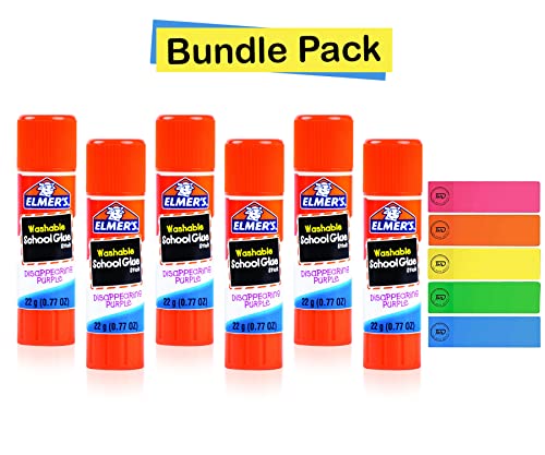 The Mega Deals Elmers Glue Sticks 6 Count Glue Sticks Bulk 0.77 Ounce Purple Glue Stick - School Supplies for Kids, Liquid School Glue The Mega Deals