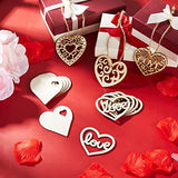 45 Pieces Valentine Wooden Cutouts Wood Heart Cutouts Ornaments Unfinished Heart Wood Slices Wood Cupid Shape Slices with 45 Pieces Hemp Rope for Maitys