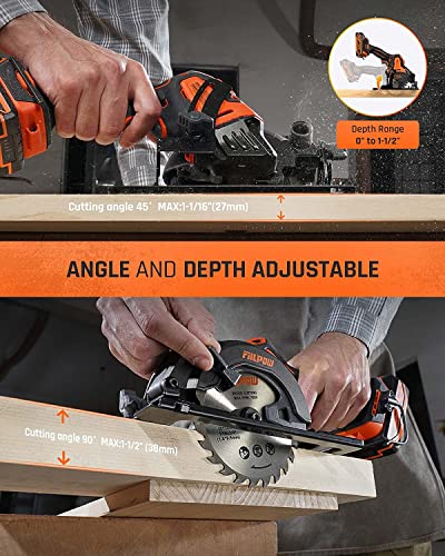 4-1/2 inch Cordless Circular Saw, 20V Mini Circular Saw Cordless 5500 RPM & 2.0Ah battery & Fast Charger, 3 Blades (24 TCT/80 HCS/60 DIAMOND) for - WoodArtSupply