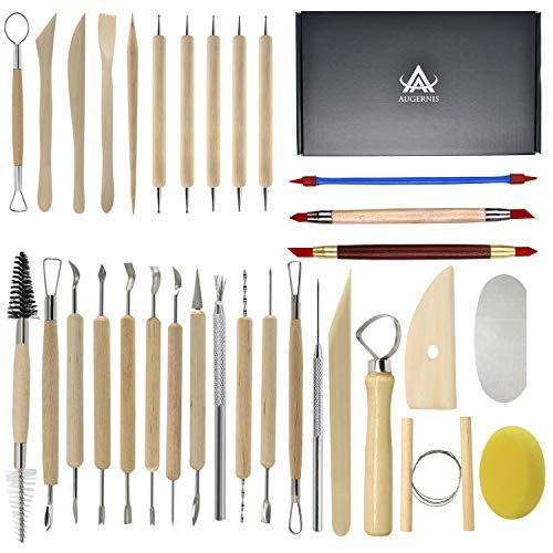 Augernis Pottery Sculpting Tools 32PCS Ceramic Clay Carving Tools Set for Beginners Expert Art Crafts Kid's After School Pottery Classes Club - WoodArtSupply