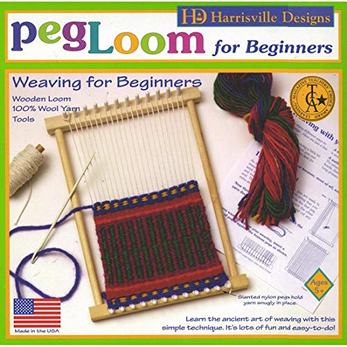 Harrisville Designs Friendly Loom Peg Loom Hardwood, Weaving crafts for Kids Age 6 and up, Multicolor, (F530) Harrisville Designs