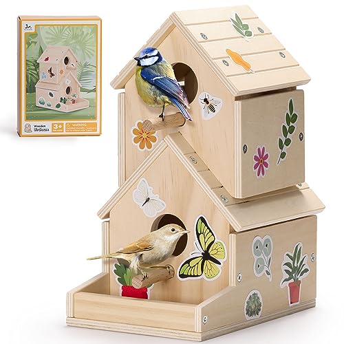 SainSmart Jr. Bird House Kit for Kids to Build and Paint - Art Craft Wooden Toys - Unfinished Wood Crafts with Stickers - Woodworking Crafts for SainSmart Jr.