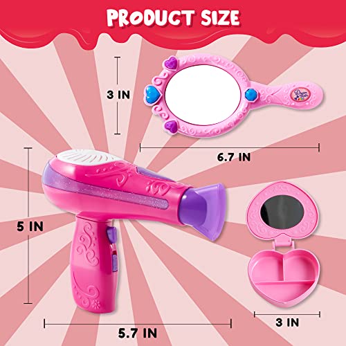 JOYIN 17Pcs Girls Beauty Salon Set, Pretend Play Doll Hair Stylist Toy Kit with Hairdryer, Mirror, Curling Iron and Other Accessories for Kids - WoodArtSupply