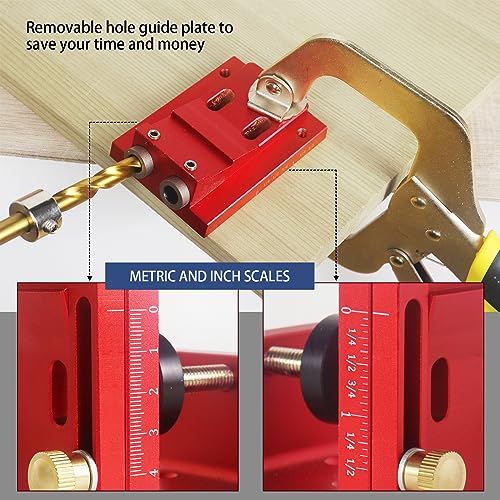 HFM Pocket Hole Jig Kit Adjustable Woodworking Tools Pocket Dowel Hole Jig System Set Wood Woodwork Guides Joint Angle Tool Carpentry Locator. - WoodArtSupply