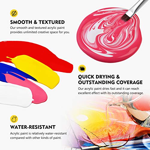 Magicfly Bulk Acrylic Paint Set, 14 Rich Pigments Colors (280 ml/9.47 fl oz.) Acrylic Paint Bottles, Non-Fading, Non-Toxic Craft Paints for Painting - WoodArtSupply