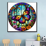 KTHOFCY 5D DIY Diamond Painting Kits for Adults Kids, Butterfly Stained Glass Full Drill Embroidery Cross Stitch Crystal Rhinestone Paintings KTHOFCY