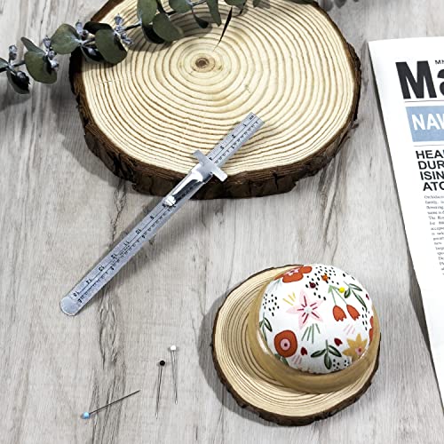 KEARING 6 Inch 15 cm Pocket Ruler Stainless Steel Ruler with Detachable Clips Imperial & Metric Graduations, 2 Pieces KEARING