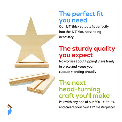 Stand for Wooden Cutouts 5 Inch, Pack of 10, Fits 1/4" Thick Wooden Cutouts, Use for Centerpieces and Displays, by Woodpeckers Woodpeckers