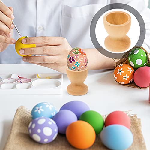 Amosfun 12PCS Wooden Egg Cup Holders Stands DIY Blank Unfinished Wooden Egg Stands Holders 1.1" x 1.3" - WoodArtSupply