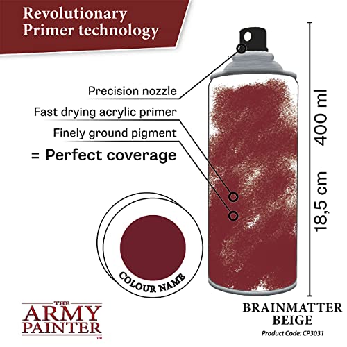 The Army Painter Color Primer Spray Paint, Brainmatter Beige, 400ml, 13.5oz - Acrylic Spray Undercoat for Miniature Painting - Spray Primer for The Army Painter