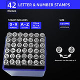 BESTNULE 42PCS Metal Stamping Kit, Number and Letter Stamp Set (A-Z, 0-9 and&,Love Symbol), Industrial Grade Hardened Carbon Steel, Perfect for BESTNULE