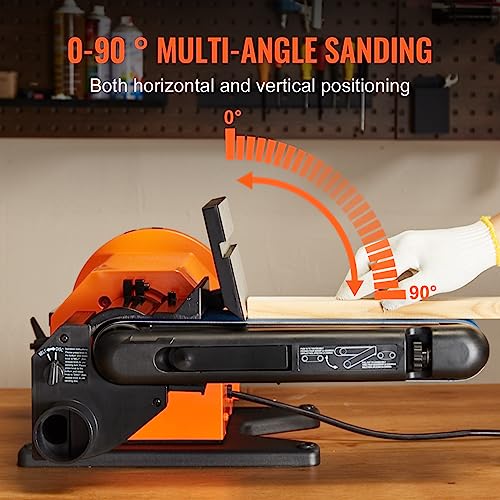 VEVOR Professional Belt Sander, 8" Disc Sander and 4 x 36 in. Belt Sander with 5A Induction Motor Cast Aluminum Worktable for Woodworking, VEVOR