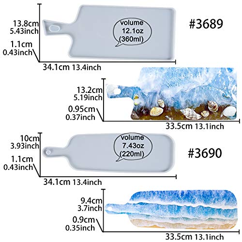 Cheese Board Epoxy Resin Silicone Molds with Handles and Holes for Serving Tray, Platter, Large Rectangle 13.1inch FUNSHOWCASE
