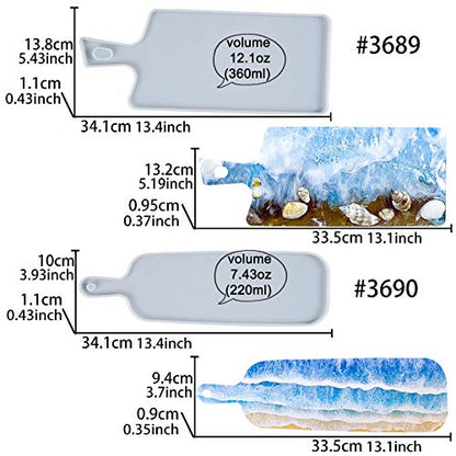 Cheese Board Epoxy Resin Silicone Molds with Handles and Holes for Serving Tray, Platter, Large Rectangle 13.1inch - WoodArtSupply