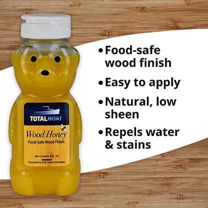 TotalBoat Wood Honey Food Safe Wood Finish - Wood Oil for Cutting Boards & Butcher Blocks (8 oz) - WoodArtSupply