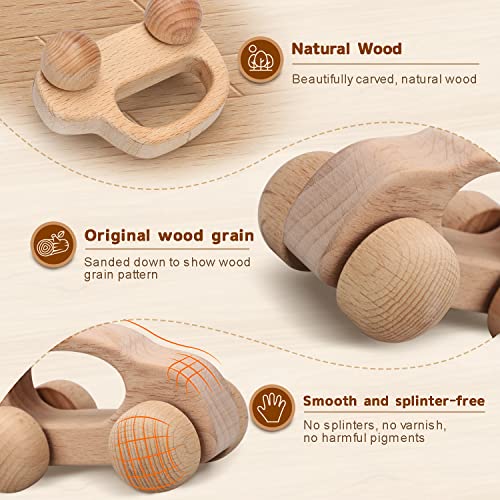 TOY Life Wooden Toys Cars, Montessori Toys for Babies 0-6-12 Months, Baby Rattle Toy Cars for Toddlers 1-3, Wooden Baby Toys for 1 + Year Old, Baby TOY Life