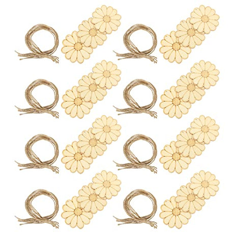 MILISTEN 50 Sets of Wooden Daisy Cutouts, Unfinished Wood Daisy Cutouts, Daisy Shaped Christmas Ornaments for DIY Blank Slices to Paint and Graffiti Milisten