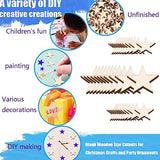 ZQYYQZ 100 Pieces 2 Inch Wooden Stars Shape Unfinished Wood Stars Pieces, Blank Wooden Star Cutouts for Christmas Crafts and Party Ornaments ZQYYQZ