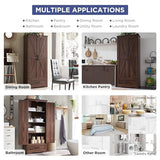 JXQTLINGMU 72" Tall Farmhouse Kitchen Pantry with Adjustable Shelves, Large Wood Storage Cabinet with Drawer & 2 Barn Doors, Versatile Storage for JXQTLINGMU