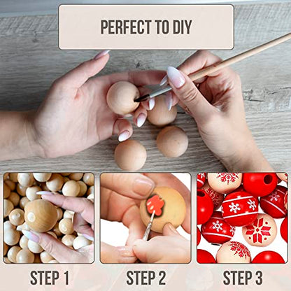 18 Pieces Unfinished Round Wood, Natural Wooden Balls, Mini Wooden Balls for Crafts, Wood Rounds (35mm)