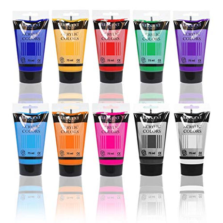 Sargent Art Acrylic Paint Tubes, 75 mL, Assorted, 10 Count, 2.5 Fl Oz (Pack of 10), Colors May Vary Sargent Art