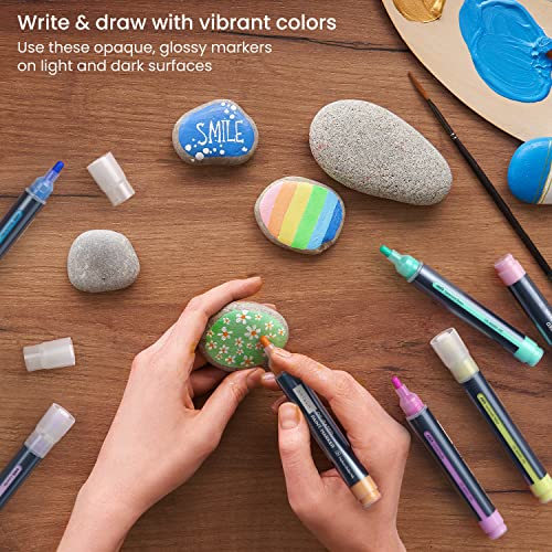 ARTEZA Pastel Oil-Based Markers, 8-Pack, 2.5 mm Line, Large Barrel, Quick-Drying Permanent Marker Pens with Bullet Nib, Craft and Art Supplies for ARTEZA