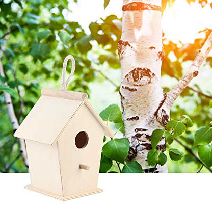 Wooden Decorative Birdhouse,Unfinished Outside Garden Patio Decorative Nesting Box Bird House Cage for Attracts - WoodArtSupply