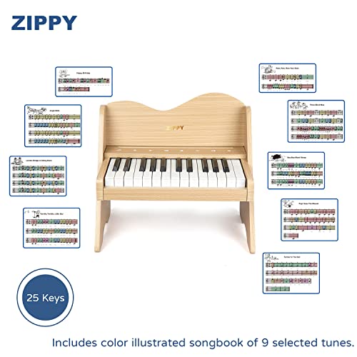 ZIPPY Kids Piano Keyboard, 25 Keys Digital Piano for Kids, Touch Sensitive Control Panel, Built-in Songs, Volume Adjustable, Mini Music Educational - WoodArtSupply