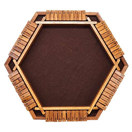 Vamslove Shut The Box Dice Game Wooden Board (L15 x W13) for 1 2 3 4 5 6 Player, 6 Sided 10 Numbers Math Games with 16 Dices for Kids Vamslove