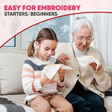 ZENSTORE 3 Sets Embroidery Kit For Beginners Adults - 3 Plastic Hoops And 3 Flowers Hand Embroidery Patterns - Needlepoint Kits For Adults - Easy The ZenStore