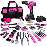 ThinkLearn Tool Kit with 20V Cordless Drill(265in-lbs), Pink Drill Set for Women, Lady's Home Tool Kit for DIY, Daily Repair Tool Set as a Creative ThinkLearn