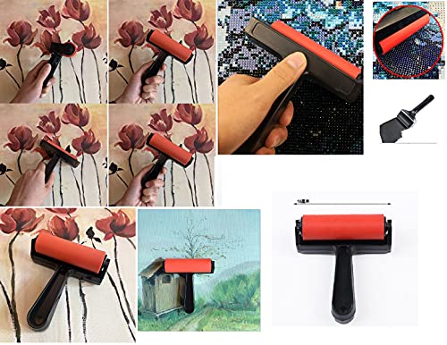 Rubber Roller, Diamond Painting Accessories, 4inch Rubber Brayer Roller for Printmaking Gluing Anti Skid Tape Construction - WoodArtSupply