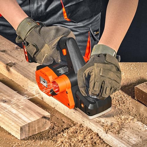 VEVOR Cordless Electric Hand Planer, 3-1/4" Width, 16000 RPM Handheld Wood Planer with Battery 5/64" Adjustable Depth HSS Blades Dual Side Dust VEVOR
