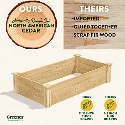 Greenes Fence Original Cedar Raised Garden Bed, 2' x 4' x 10.5" - Made in USA with North American Cedar